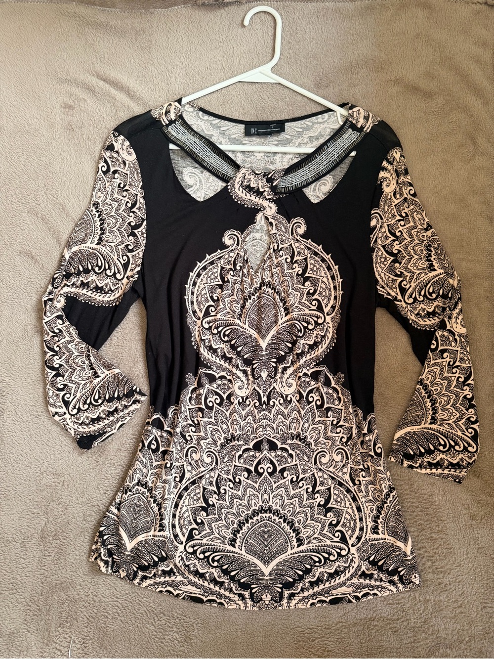 INC International Concepts Paisley Keyhole Top